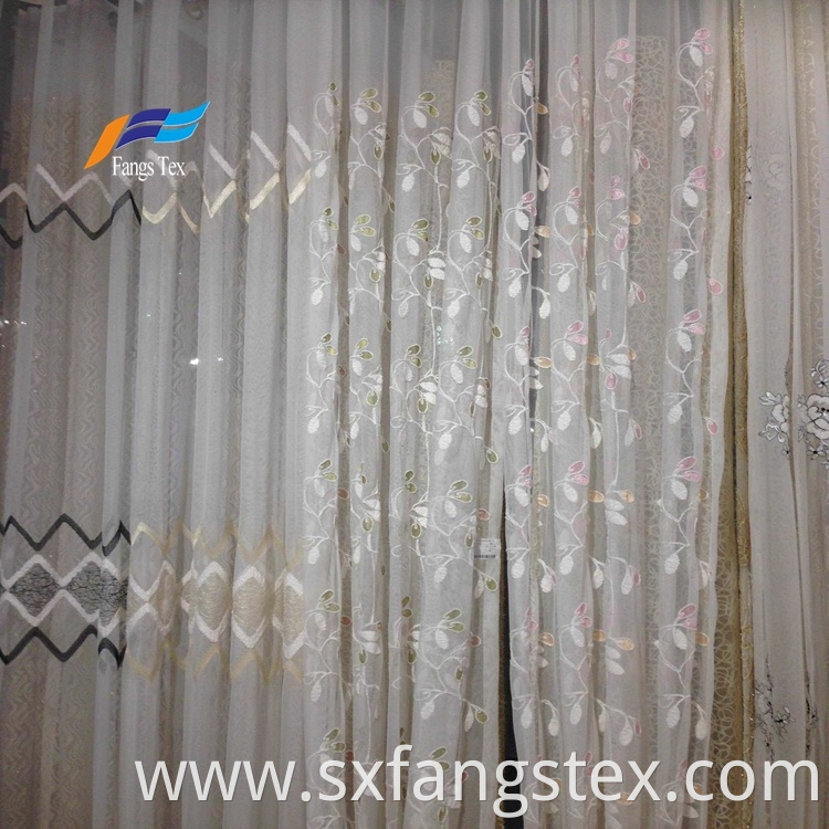 100% Polyester Embroidered Wide Voile Curtain Fabric 1